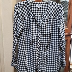 Croft & Barrow Checkered Button Down Top/Shirt L